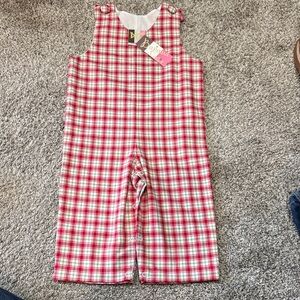 Plaid Kids Romper in Red and White